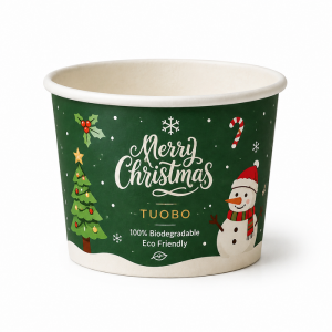 Biodegradable Christmas Paper Cups 3oz 4oz Custom Logo Printed Eco Friendly Holiday Ice Cream Dessert Cups Wholesale | Tuobo