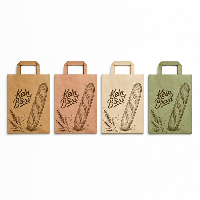 Multi Color Custom Printed Kraft Bakery Bags With Handles For Artisan Bread Shop