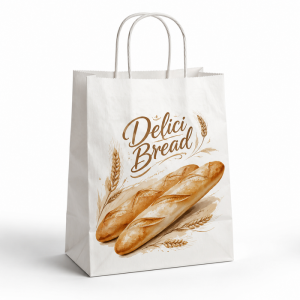 Custom Printed Bakery Paper Bags with Handles Kraft Bread Packaging Wholesale Supplier | Tuobo