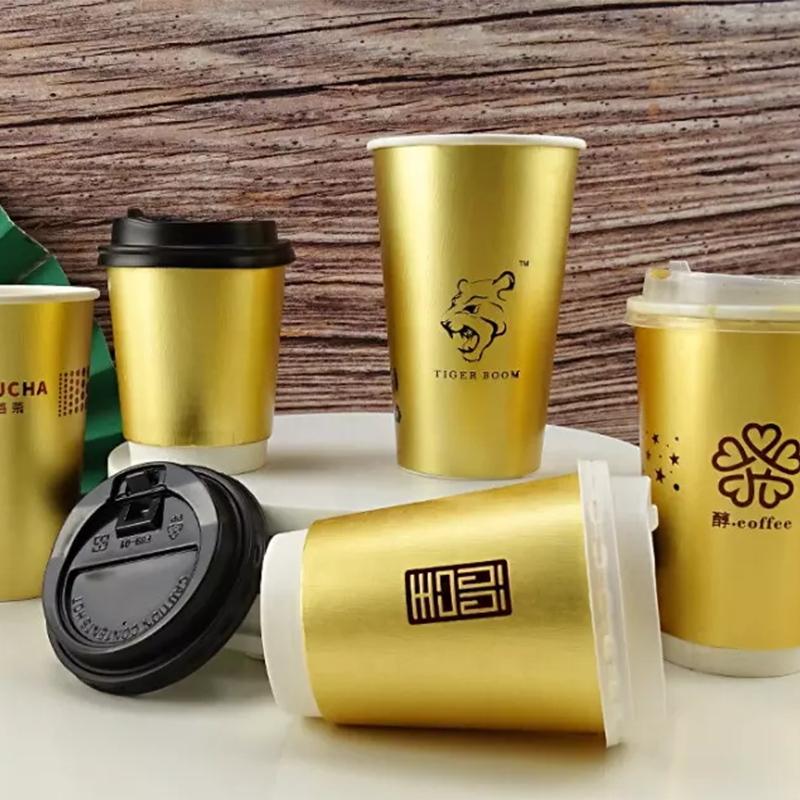 Gold Paper Coffee Cups Custom Printed Paper Cups Wholesable | Tuobo Featured Image