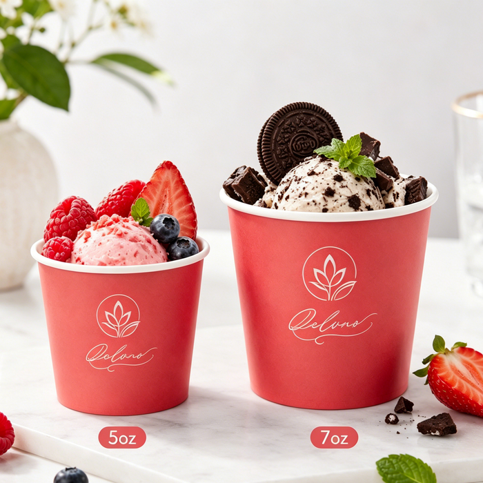 5 oz 7 oz Ice Cream Paper Cups Wholesale Red Custom Paper Cups With Logo Food Grade Recyclable Small Disposable Eco Friendly Paper Cups Manufacturer