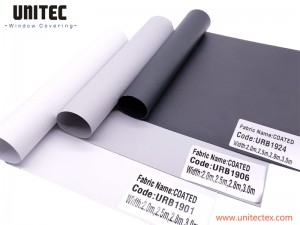 UNITEC URB1901 Wholesale China modern coated Blackout with FR or without FR Curtain 100% polyester roller blind fabric