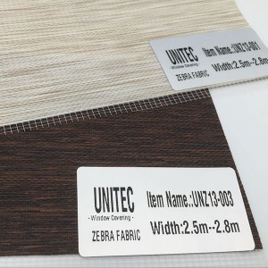 Zebra shutter fabric to UNITEC