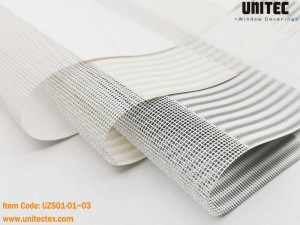 Şəffaf Elegance Ekran Pərdələri Zebra Jalüz parça 30% Polyester 70% PVC UZS01 Eclipse Duo Roller
