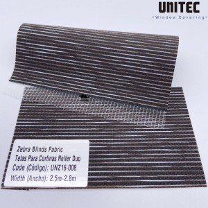 Translucent polyester striped zebra roller blind UNZ16-001—UNZ16-008