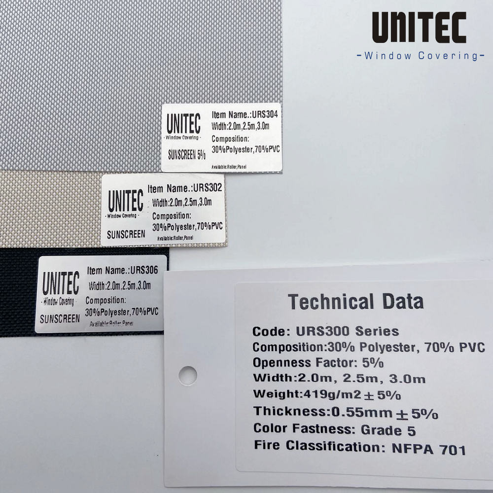 2019 Good Quality Blackout Office Sunscreen Fabric -
 Sun screen PVC Roller Blinds 3% Pore Rate – UNITEC