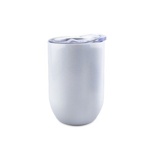 12oz Stainless Steel Double Wall White Glitter Blanks Sublimation Stemless Wine Tumbler Cups