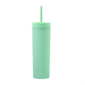 16oz Reusable Plastic Cup Round Plastic Water Bottles With Straw And Lids