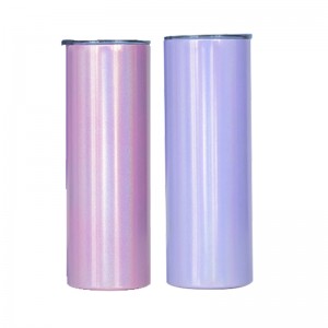 20 oz straight glitter sublimation double wall blanks tumbler with straw