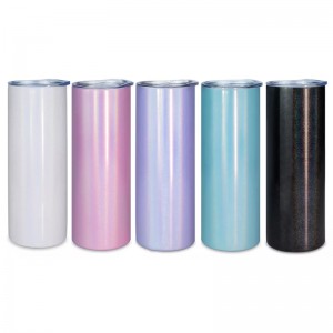 20 oz straight glitter sublimation double wall blanks tumbler with straw