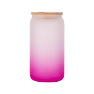 20oz Sublimation Glass Tumbler with Bamboo Lid Heat Transfer Printing Water Bottles Gradient Color Drinking Cup