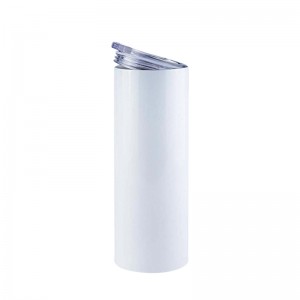 DIY Straight White Blank Sublimation Mug 20 oz Stainless Steel Tumbler with Straw And Lid For Sublimation