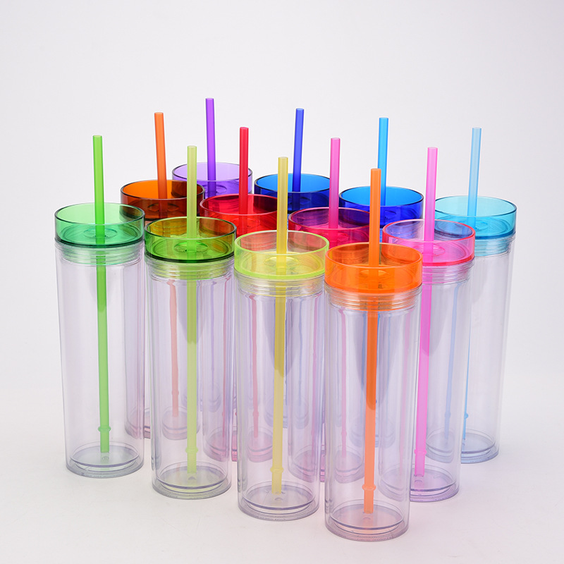 16oz Acrylic Fatty Tumblers Matte Colored Acrylic Tumblers with Lids and Color Straws Double Wall Plastic Tumblers with Colorful Straw Featured Image