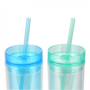 16oz Acrylic Fatty Tumblers Matte Colored Acrylic Tumblers with Lids and Color Straws Double Wall Plastic Tumblers with Colorful Straw