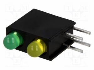 Kingbright L-934FG/1LG1LYD T-1 (3mm) Bi-Level Circuit Board Indicator Green (GaP)  and Yellow (GaAsP/GaP)  Datasheet Stock
