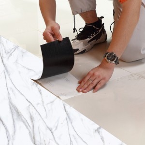 wettertichte badkeamer selsklebjende parket PVC vinyl tegels flooring stickers
