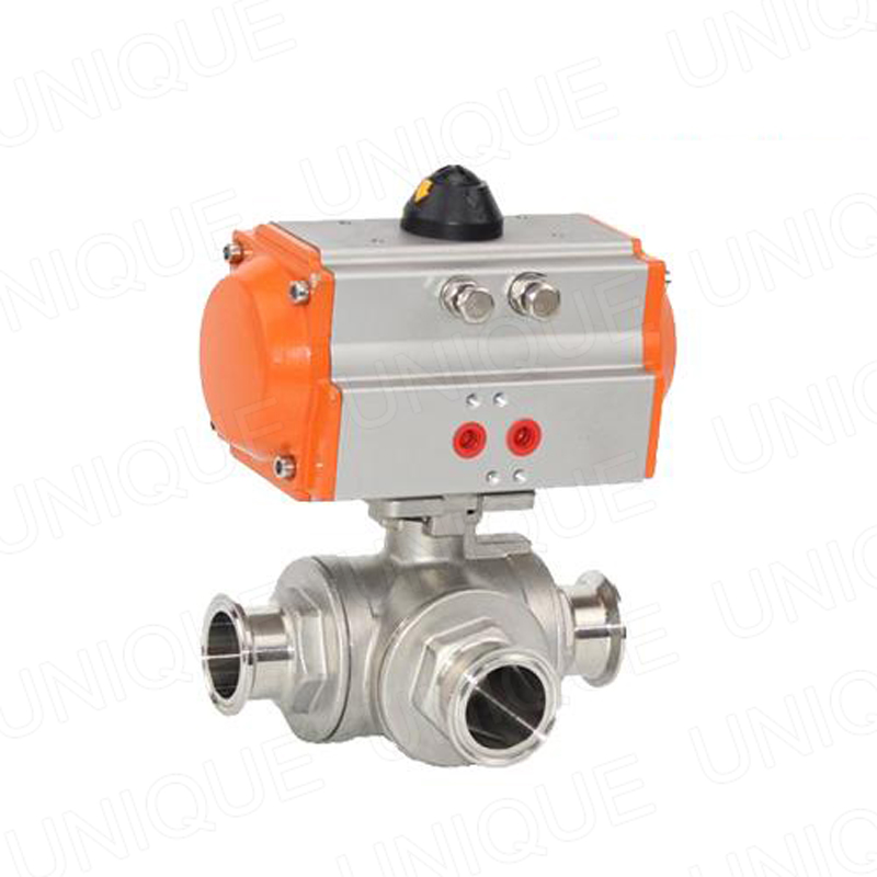 China High Quality 2 Brass Ball Valve Products –  Stainless Steel 3Way Clamp Ball Valve With Pneumatic Actuator – UNIQUE