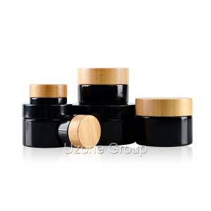 Manufacturer for Glass Containers Wholesale Canada - 5g 30g 50g 100g dark violet glass jar with bamboo/wooden lid – Uzone