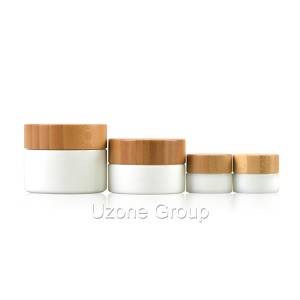 Hot-selling Cosmetic Glass Supplier – 5g 30g 60g Opal white glass jars with bamboo lid – Uzone
