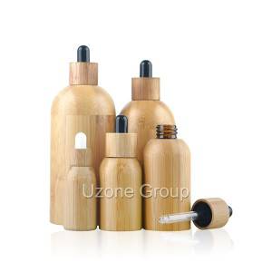 Essential oil bottle with bamboo cover and dropper