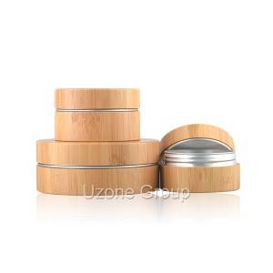 30g 50g 100g Aluminum jar with bamboo cover