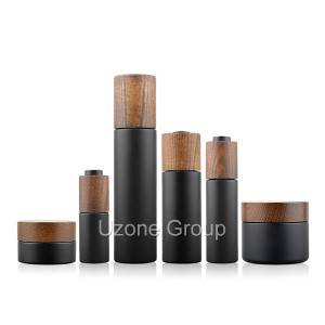 Chinese wholesale Dropper Glass Bottle 30ml - Wooden Lids Frosted glass bottles and jars  – Uzone