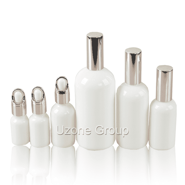 Factory Promotional Glass Bottle With Wooden Cap - Opal White Glass Bottle With Pump/Sprayer And Dropper  – Uzone
