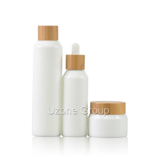 Good quality Glass Bottles Serum - Opal White Glass Bottle And Jar With Bamboo/Rubber Wooden Cap/Dropper/Pump – Uzone