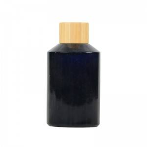 Dark Violet Glass Bottle With Wooden Cover