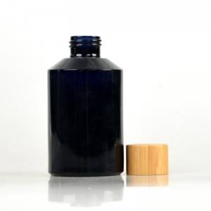 Dark Violet Glass Bottle With Wooden Cover