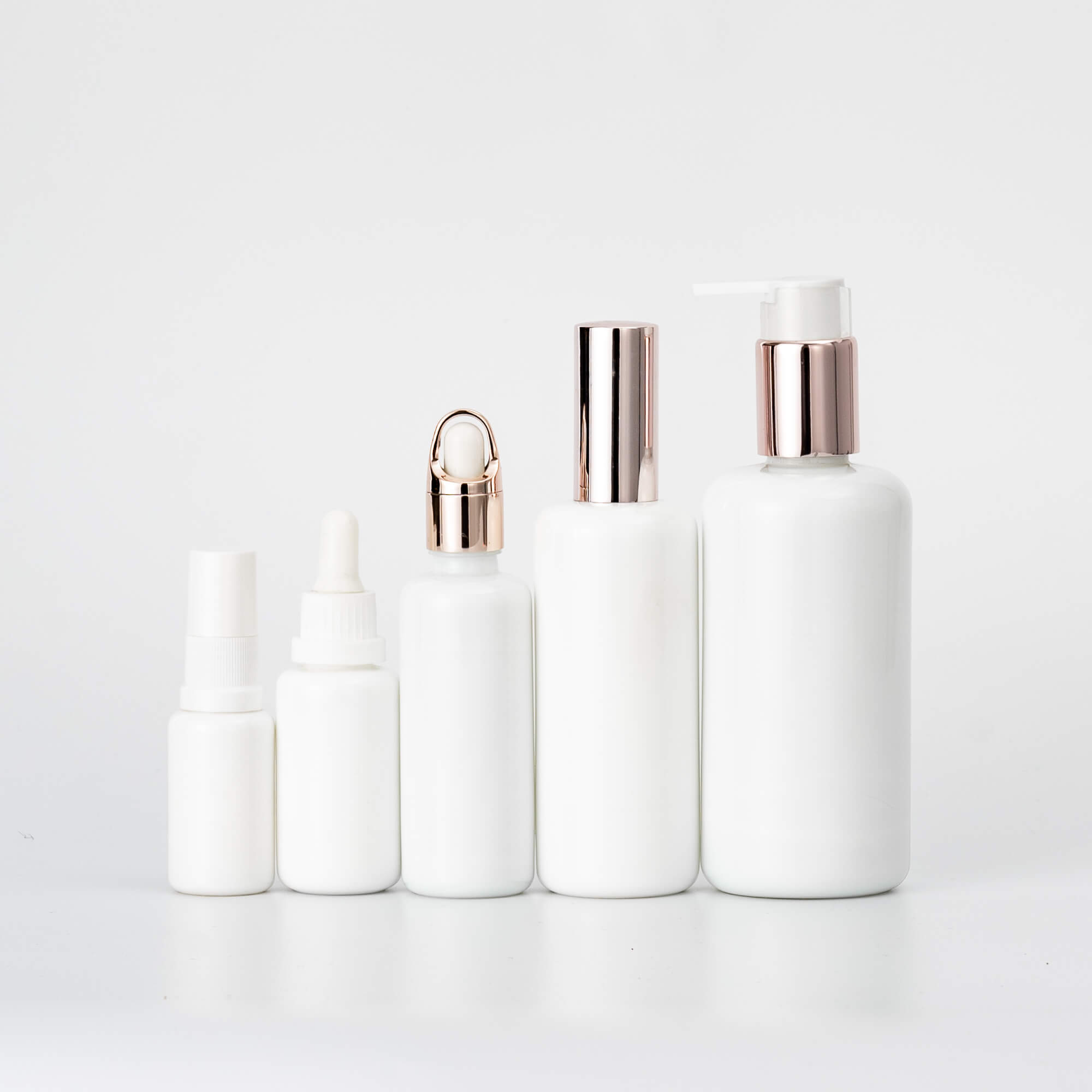 opal white glass containers for lotion and essential oil bottles