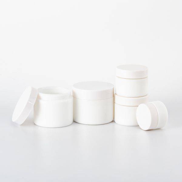 White glass cosmetic jar with ABS lid for cream Featured Image