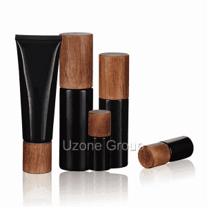 OEM China Glass Cosmetic Containers - Dark Violet Glass Bottle With Pump/Dripper And Wooden Cover  – Uzone