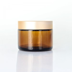 Trending Products Luxury Glass Jars - 50ml Amber Cosmetic Glass Cream Jar with Plating Lid – Uzone