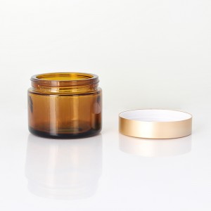 50ml Amber Cosmetic Glass Cream Jar with Plating Lid