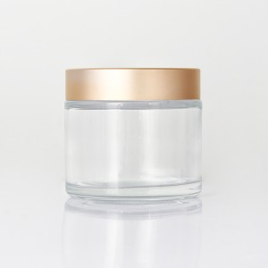 Face Cream Glass Container with Aluminum Golden Cap