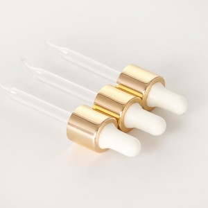 18mm White Rubber Teat Anodized Gold Cover Glass Dropper