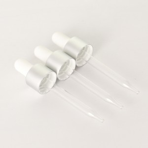 18mm Plating Silver Collar White Rubber Glass Dropper for Cosmetic Liquid