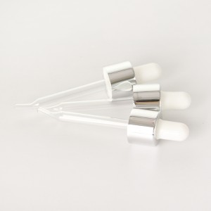 18 415 Bright silver aluminized glass droppers factory price for essential oil or serum