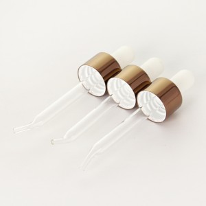 18mm White Rubber Glass Pipette Dropper with Plating Brwon Collar