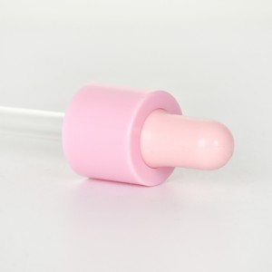 18/415 Glossy Pink PP Plastic Dropper with Pink Rubber Teat And Bent Conical Tip