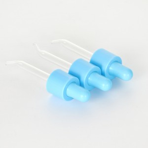 18/415 Dark Blue Plastic PP Droppers with Blue Rubber Teat and Bent Conical Tip