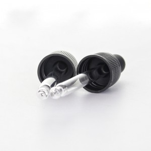 Black Neck 18mm Glass Droppers with Black Rubber Bulbs Straight Ball Tip
