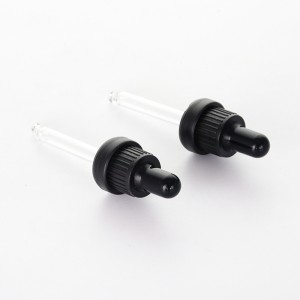 Neck 18mm Black Tamper-evident PP Droppers with Glass Straight Ball Tip Pipettes