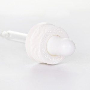 Neck 18mm White Pressure Spinning Dropper with White Rubber Teat Glass Tube Straight Ball Tip