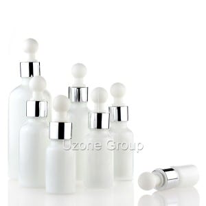 Opal White Glass Essential Oil Bottle With Bulb Top Dropper