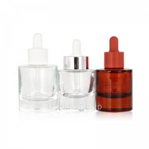 Luxury thick bottom clear glass serum bottle with white dropper