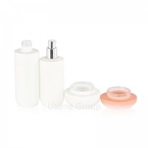 Oval shape round bottom frosted glass jars and bottles