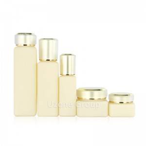 Champagne color sqaure glass jars for cream and bottles for lotion
