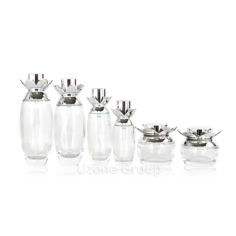 18 Years Factory Glass Bottles Wholesale California - New Flower shape Lid Clear stylish Glass Lotion Bottles and Jars – Uzone